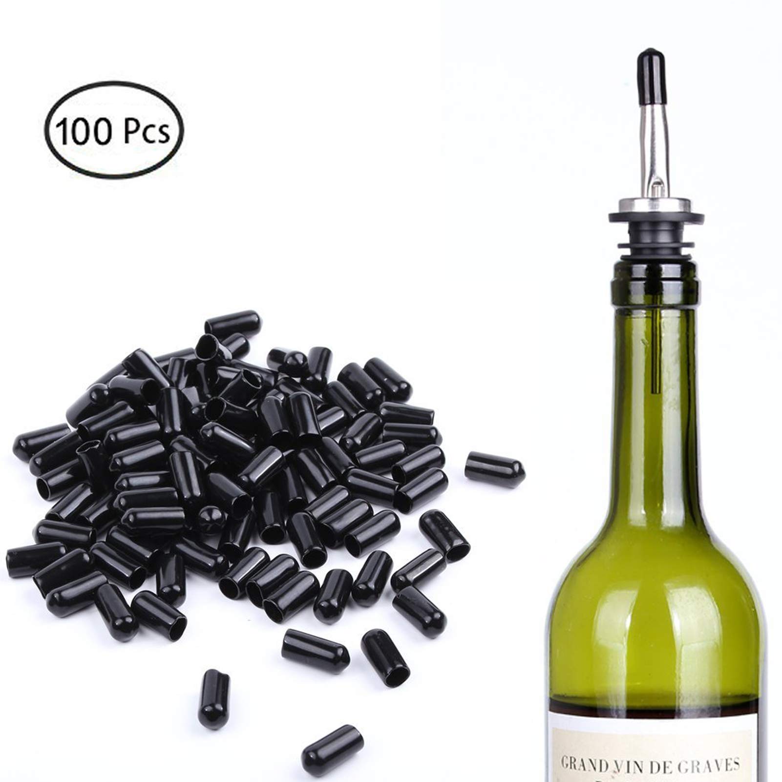 100 Pcs Pourers Dust Covers Olive Oil Liquor Bottle Pour Spout Cover Rubber Caps (Not Include the Spout)