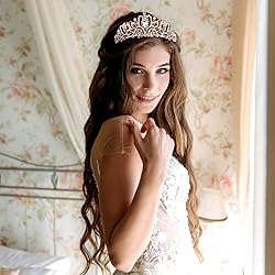 Rose Gold Crown for Women Crystal Princess Tiaras