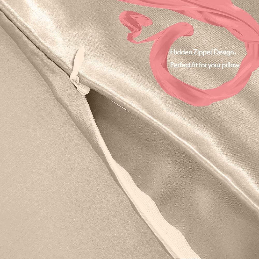 Jaciu 100% Silk Pillowcase for Hair and Skin Pillow Cases Both Side Mulberry Silk Pillowcases 21 Momme 600 Thread Count Hidden Zipper Smooth Soft(Apricot - Image 5