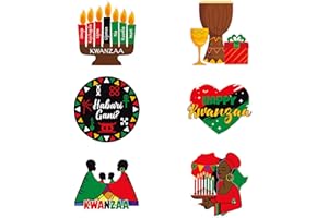 FSHANEE Happy Kwanzaa DIY Shaped Cut-Outs Party Supplies - Kwanzaa African Heritage Holiday Party Favors - Pan African Party Decorations- Set of 24 Counts