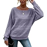 Anyshe Women's Business Casual Lightweight Soft Stretchy Crewneck Batwing Long Sleeve Sweater - Office & Daily Pullover