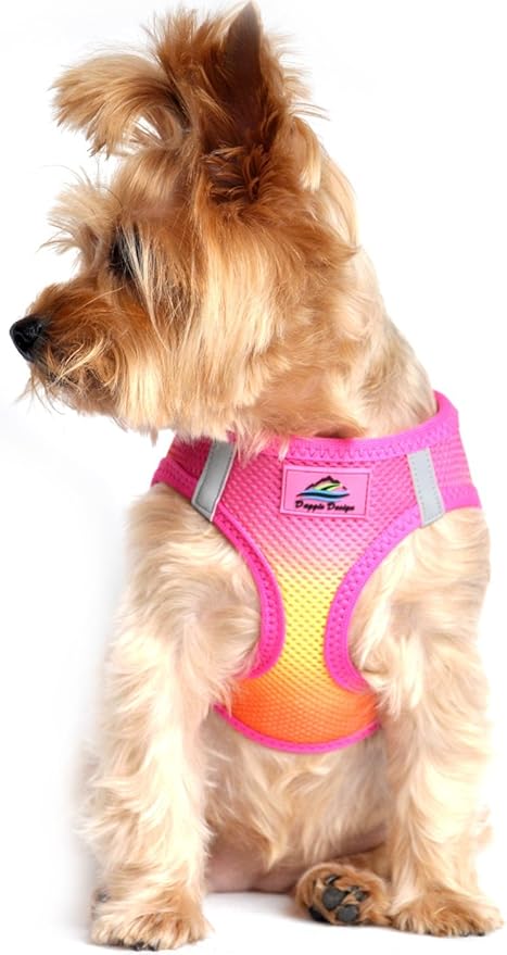 pink reflective dog harness