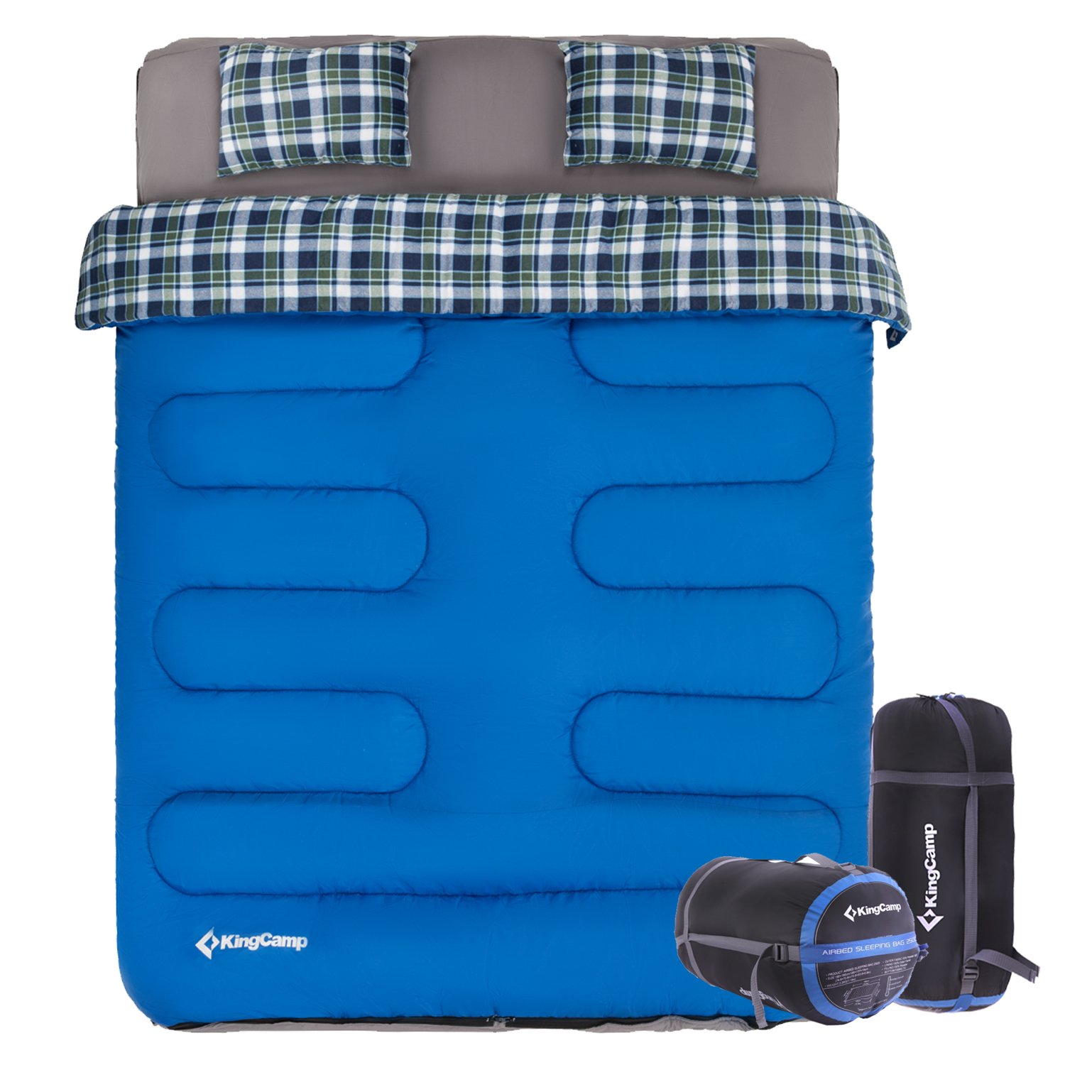 ספורט KingCamp 25 F/4C Double Sleeping Bag 3in1 Spacious Airbed