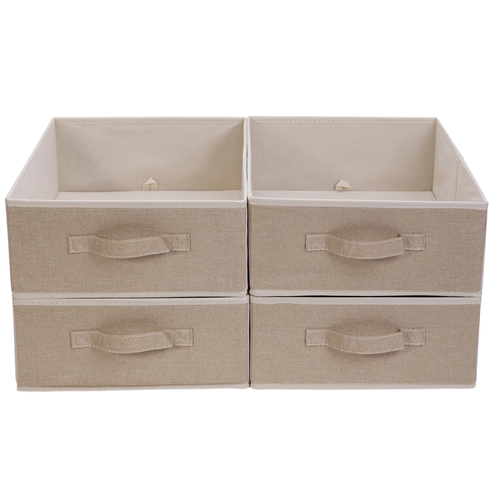 JAKAGO Wardrobe Storage Boxes 4 Pack,Foldable Superior Clothes Drawer Organisers 39 x 29 x 14 cm, Storage Boxes for Clothes Shirts Pants Towels Toys（Beige）