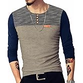 LOGEEYAR Mens Slim Fitted Casual Short Sleeve Button T-Shirts Contrast Color Stitching Tees Tops