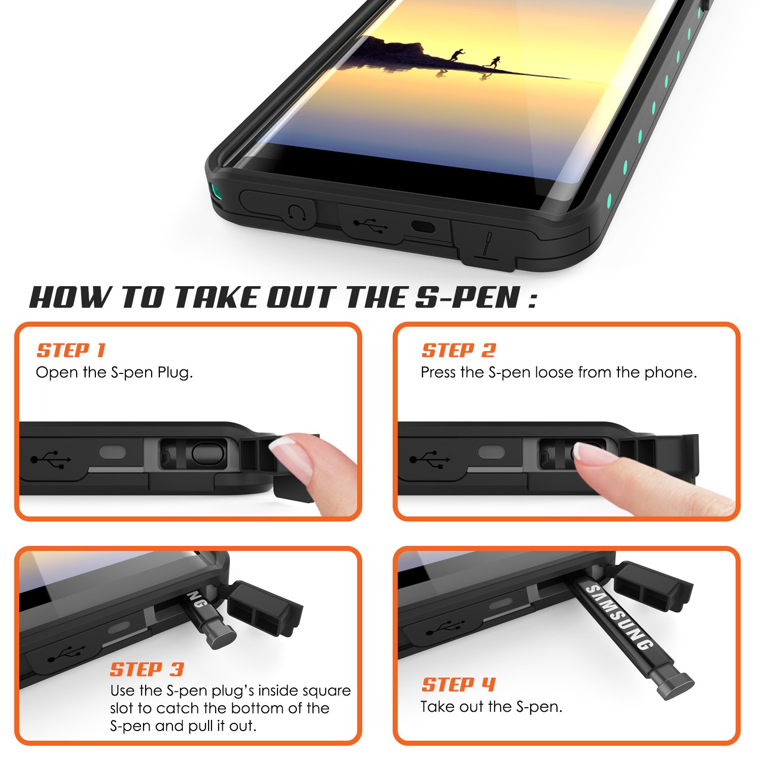 Galaxy Note 8 Waterproof Case, Punkcase [StudStar Series] [Slim Fit] [IP68 Certified] [Shockproof] [Dirtproof] [Snowproof] Armor Cover for Samsung Galaxy Note 8 [Teal]