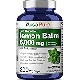 NusaPure Lemon Balm 30:1 Extract, 200 mg Equivalent to 6000mg Per Vegan Caps - 200 Count Non-GMO, Vegan Bioperine
