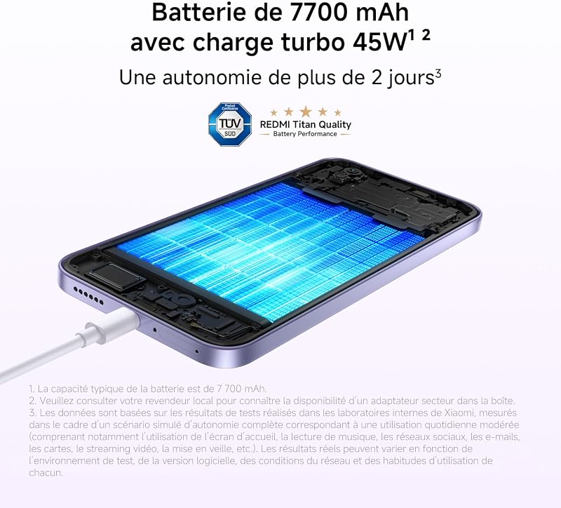 REDMI Note 17, Smartphone 4+128 Go, Noir, Batterie 7700 mAh