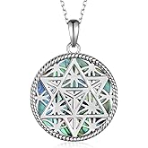 Fuguangju Necklace for Women 925 Sterling Silver Flower of Life/Pentagram Pendant Necklace Jewelry for Women