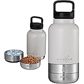 Insulated 32oz Stainless Steel Dog Water Bottle with Food & Water Bowls, Leak-Proof Pet Travel Dispenser for Dogs, Portable for Hiking, Walking, Outdoor