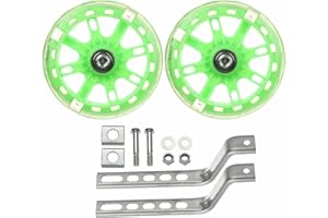 Houseen Training Wheels for Kids Bike, 1 Pair LED Flash Mute Bikes Training Wheels Children's Bicycle Adjustable Stabiliser Support Wheels for 12-20 Inch Kids Boy Girls Bikes, Including Components