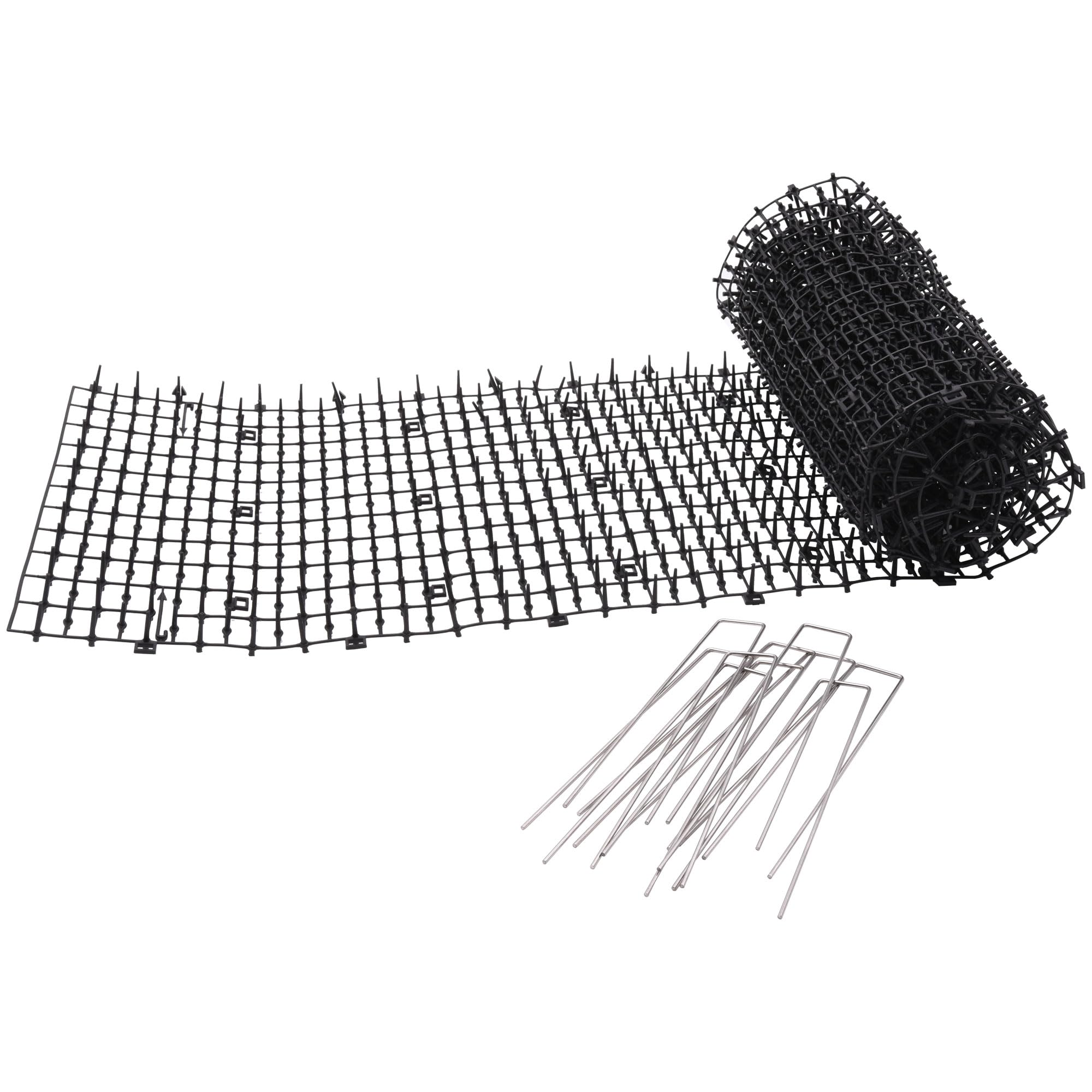 Anti Cat Spikes Mat 2M x 30CM – Stop Cats Digging & Fouling Garden, Humane Cat Deterrent Scat Mat with Plastic Spikes, Cuttable Strip for Soil, Lawn, Pots & Flower Beds, Includes U-Shaped Pegs