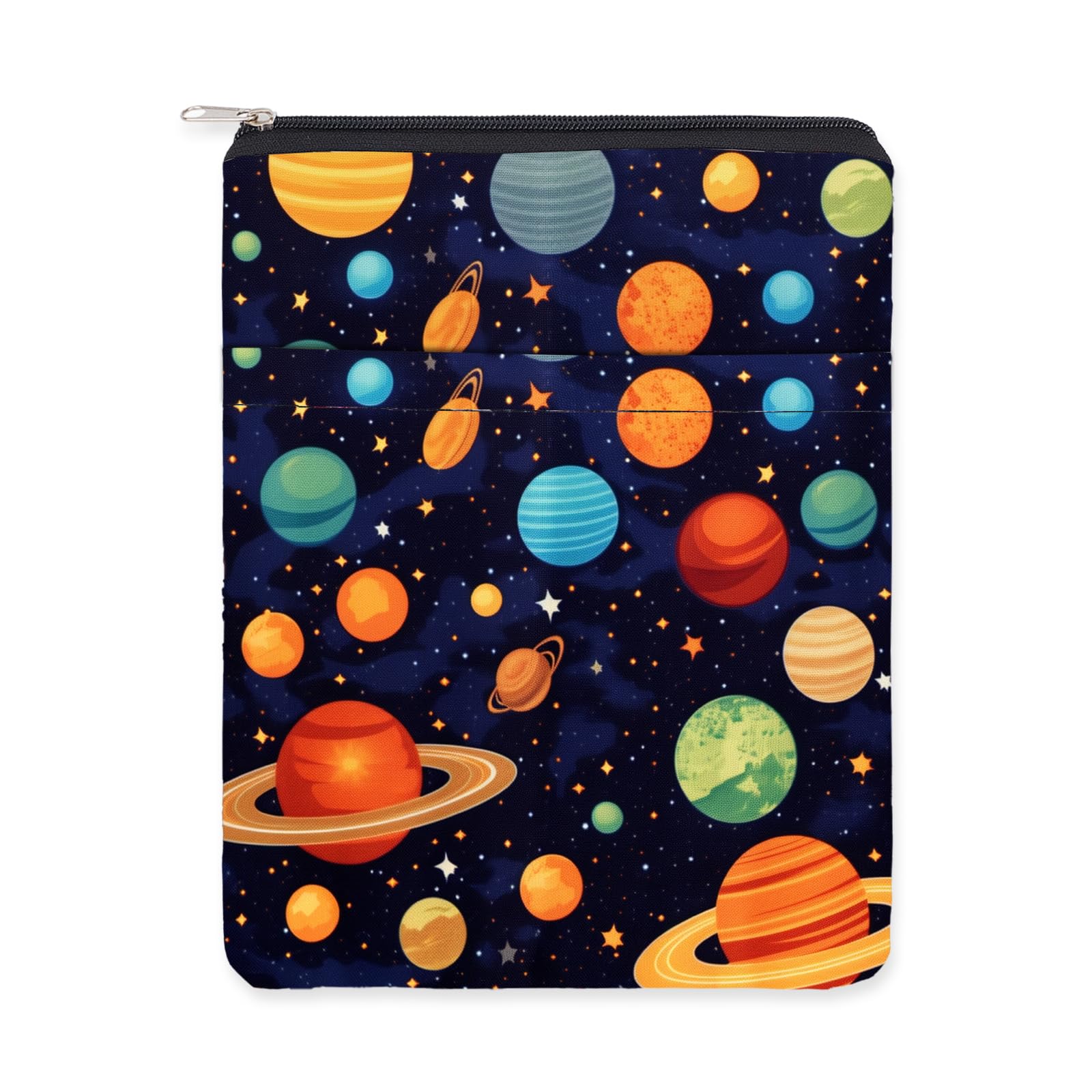 NICENEEDED Galaxy Space Protector with Zipper, Waterproof Front Pocket Sleeve, Portable Carrier with Washable Covers for Notebooks Hardcover and Paperback