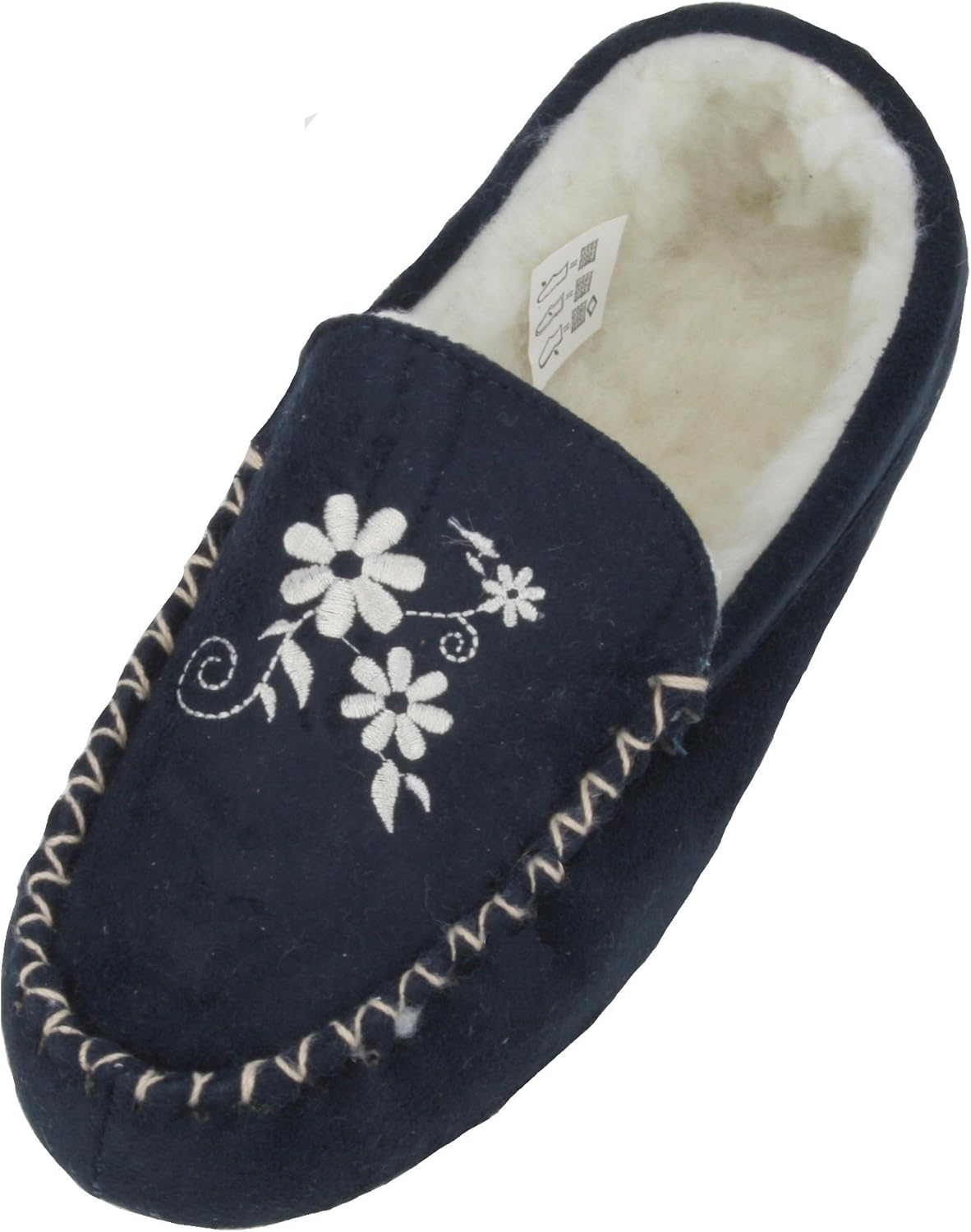 embroidered sheepskin moccasin slippers