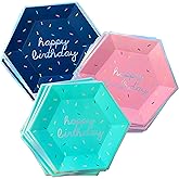 Harlow & Grey Sprinkles - Pastel Happy Birthday Large Paper Plates, 18 Plate Multi-Color Pack, Kids Party, Baby's Birthday - Disposable Party Plates (Bright)