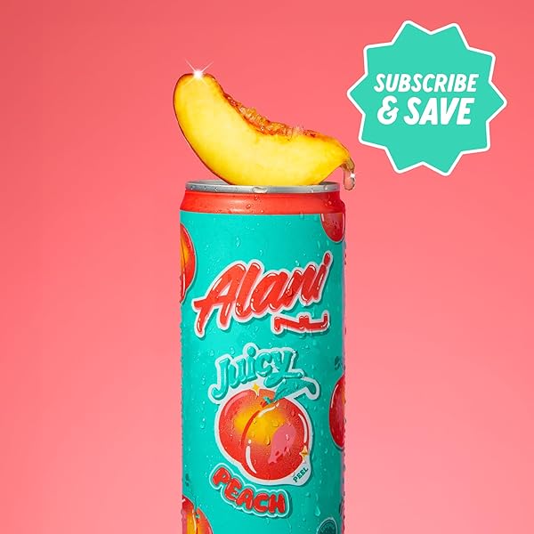 ALANI NU JUICY PEACH, SUGAR FREE, LOW CALORIE ENERGY DRINKS, 200MG CAFFEINE, BIOTIN, B VITAMINS, ZERO SUGAR, 10 CALORIES, 12 FL OZ CANS, 12 PACK