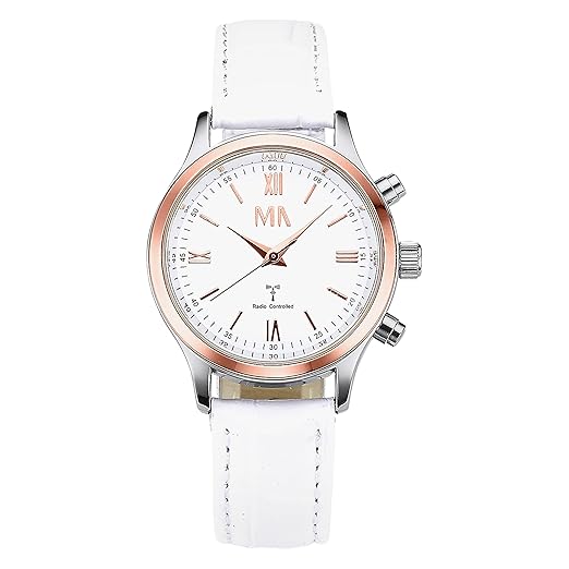 Meister Anker Damen Funkuhr 24cm rot Uhren Quartz Mineralglas 490000012