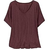 winkbay Women's Plus Size V Neck T Shirts Summer Short Sleeve Basic Tees Dressy Casual Tops