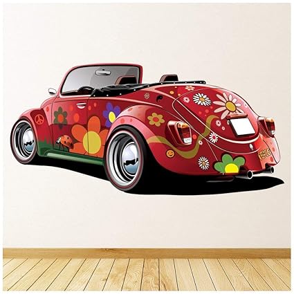 Amazon.com: VW Beetle coche calcomanía de pared paz hippy ...