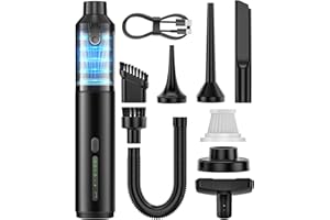 VOICE-TANK Car Vacuum Portable Cordless Handheld Vacuum Cleaner 4-in-1 Mini Cordless Vacuum with 2 Suction Modes and 16800pa Suction Power Blowing & Inflating 2 Modes Handheld Vacuum for Car, Desk, Keyboards