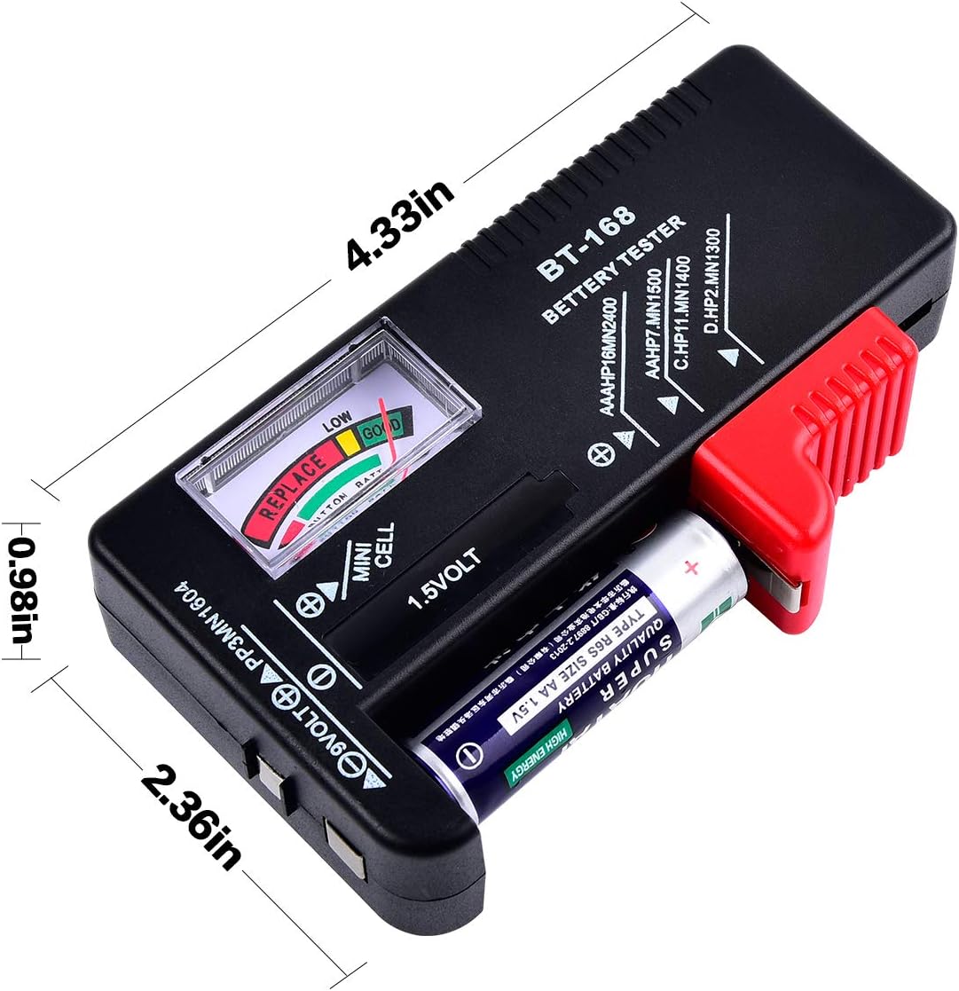 Battery Tester - Universal Battery Checker BT-168, Digital Household Battery Tester for AAAA AAA AA C D 9V 1.5V Button Cell and 3V Lithium Batteries: Home Audio & Theater