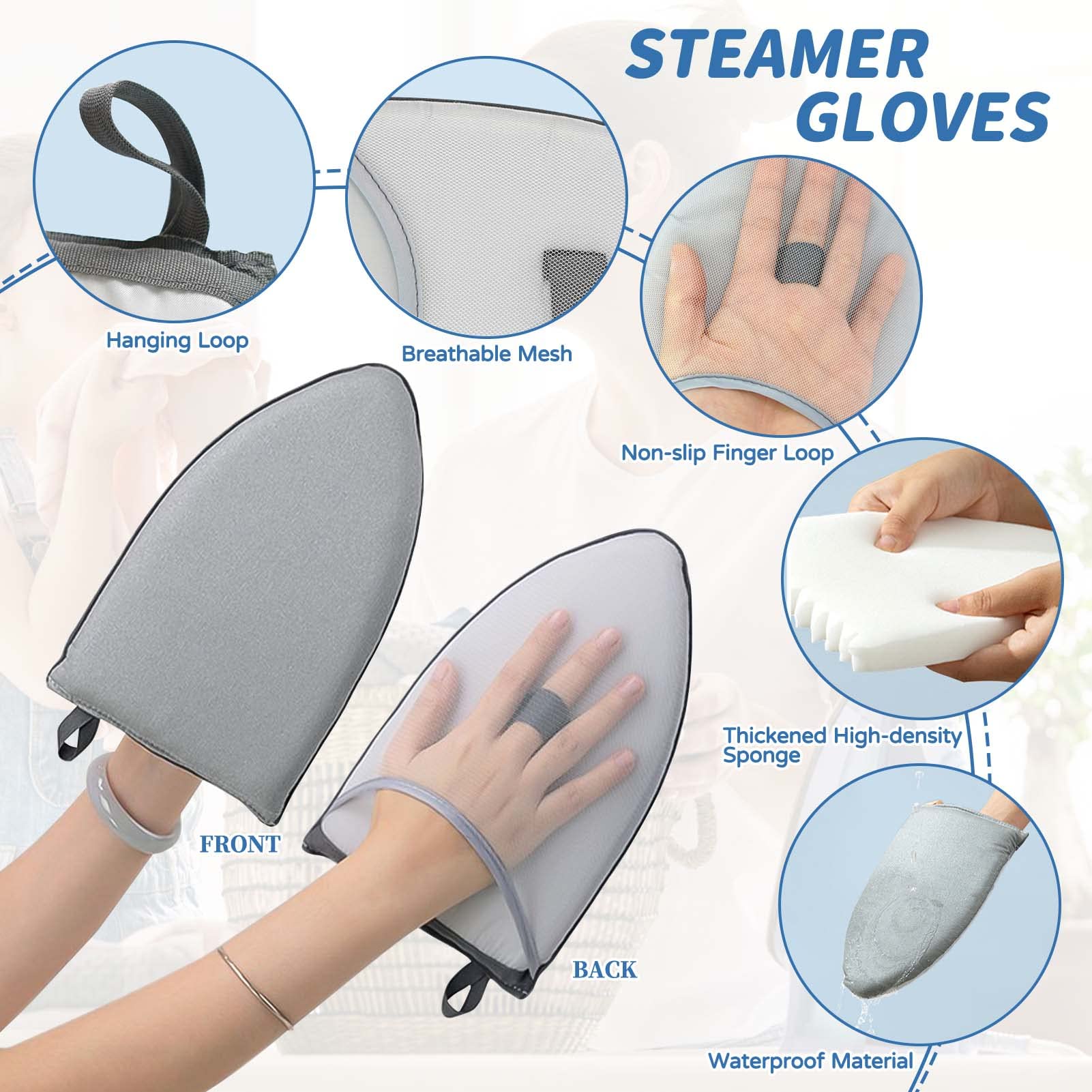 DSVENROLY Over The Door Ironing Board, Vertical Over Door Clothes Steamer Pad with Steamer Mitt, Heat Resistant Clothing Care Steam Pad for Hand held, 19.7 x 45.3 inches (Grey/White)