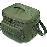 DBTAC Tactical Lunch Bag for Men Women, 12 Cans Insulated Lunch Box for Adult | 9L Leakproof Lunch Cooler Tote for Work Office Outdoor Travel | Soft Easy To Clean Liner x2, Green