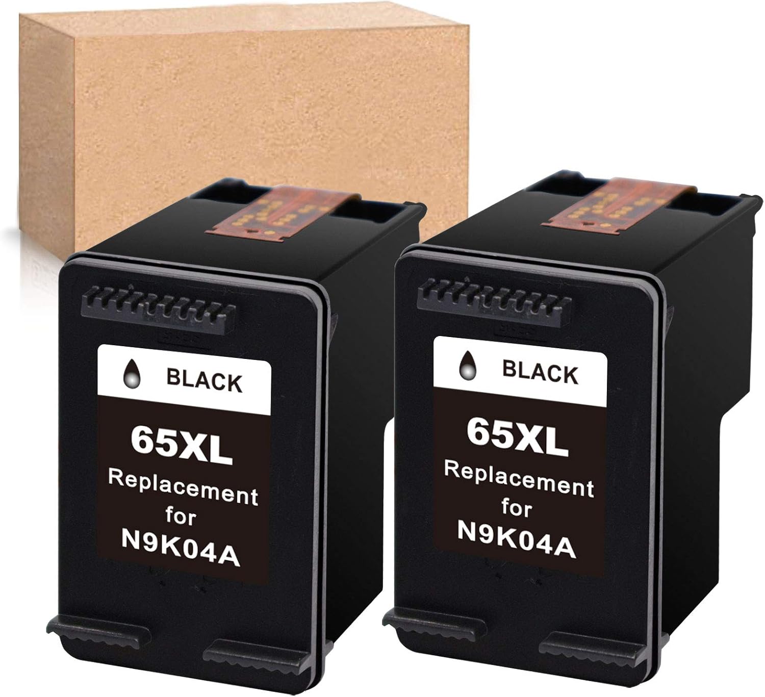 Economink Remanufactured Ink Cartridge Replacement for HP 65XL 65 XL Black Used in Envy 5052 5055 5012 5010 5020 5030 DeskJet 2600 2622 2652 3722 3755 3752 2635 2636 2655 AMP 120 100 Printer, 2-Pack