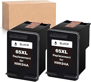 Economink Remanufactured Ink Cartridge Replacement for HP 65XL 65 XL Black Used in Envy 5052 5055 5012 5010 5020 5030 DeskJet 2600 2622 2652 3722 3755 3752 2635 2636 2655 AMP 120 100 Printer, 2-Pack
