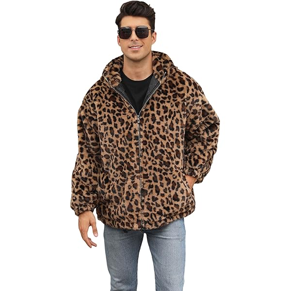 Amazon.com: Hesaco Unisex Reversible Leopard Faux Fur Jacket Y2k