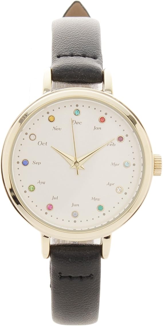 Amazon Co Jp Passage Mignon Flaneur パサージュミニョンフラヌール 誕生石カラーストーンウォッチ ブラック 019 00 Clothing Accessories