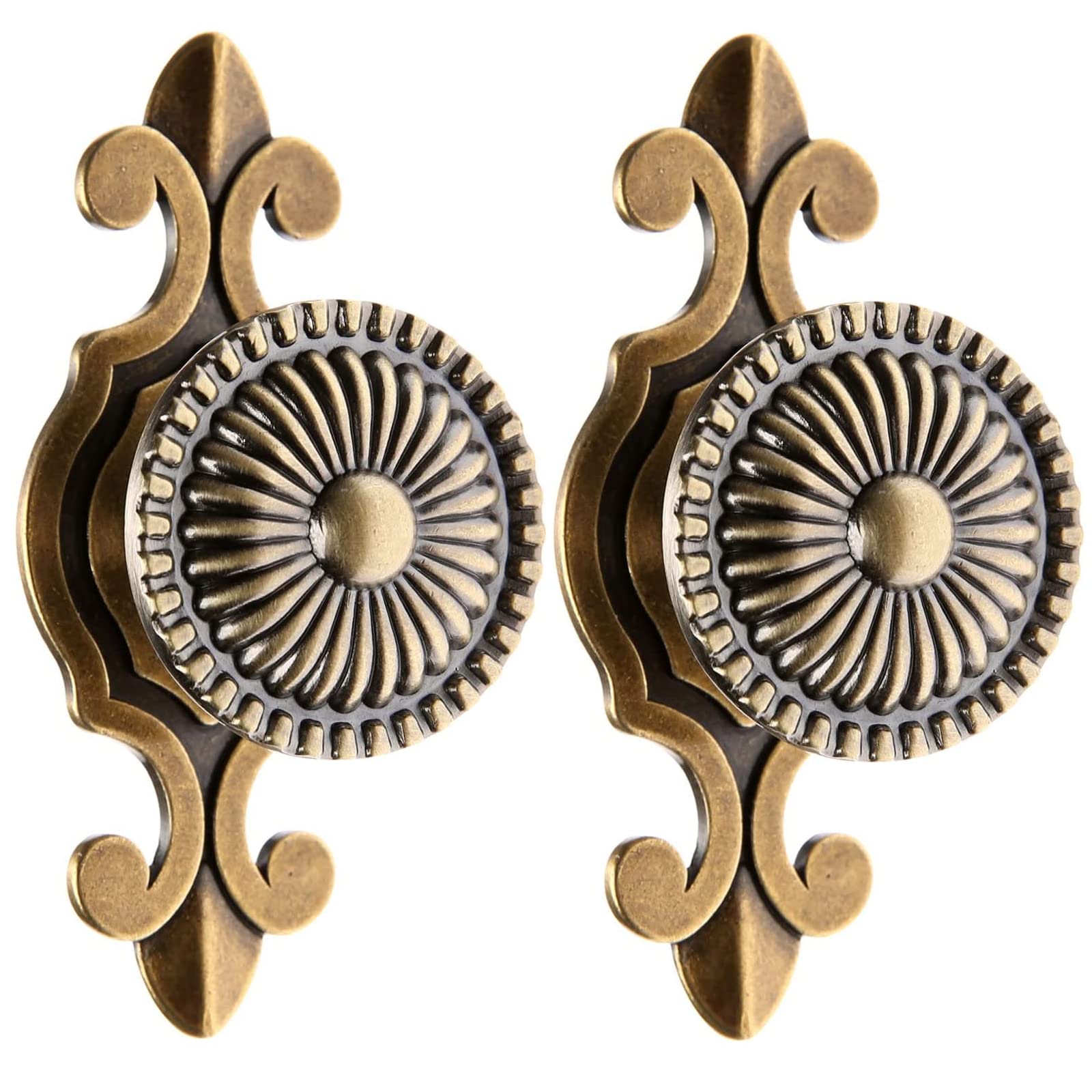MUXSAM 2Pcs Pulls Handles Knobs for Drawer Door Kitchen,Cabinet Knobs Furniture Wardrobe Round Antique - Antique Brass