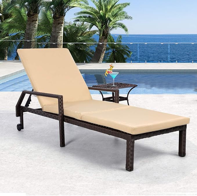 Amazon.com : AECOJOY Adjustable Outdoor Chaise Lounge Chair PE Rattan