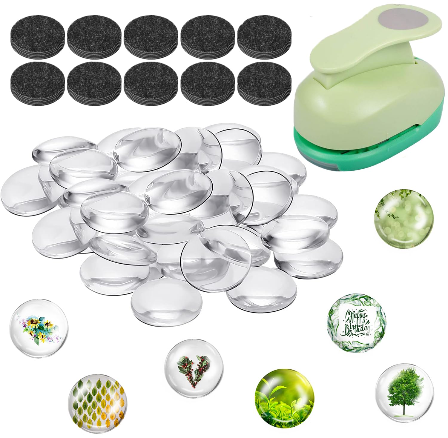Photo 1 of 97pcs DIY Fridge Magnets Craft Set Include 1-Inch Paper Punch,Craft Magnets Glass Ceramic Ferrite Magnet with Adhesive Backing and Clear Glass Cabochons for Refrigerator (48 Sets,1 Inch, Round) (97)