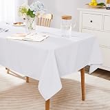 Deconovo White Rectangle Tablecloth 140x240 cm Water Resistant Oxford Fabric view 8