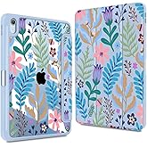 CISSOOK for iPad (A16) 11 inch Case 2025 /iPad 10th Generation 10.9 inch 2022 with Pencil Holder, Trifold Stand with Soft TPU + PC Transparent Hard Shell Back Cover, Blue Flora