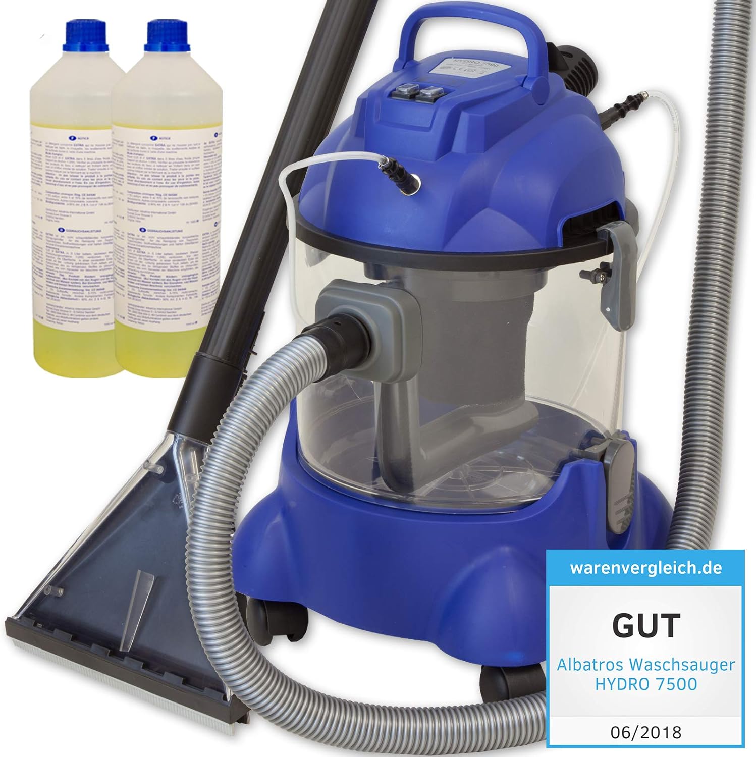 Albatros Waschsauger Hydro 7500 + 2 Liter Teppich/Polster Shampoo - Testurteil: GUT getestet 06/2018