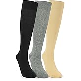 HiColorful 3 Pairs Knee High Cotton/Cool-Max Support Socks for Women & Men