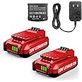 Powilling 2Pack 20V 3.5Ah Replacement V20 Craftsman 20V Lithium Battery and Charger Kit for CMCB202 CMCB204 CMCB206 CMCB201 CMCB100 CMCB124 with Craftsman 20Volt Battery Charger