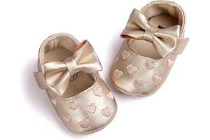 RVROVIC Baby Girls Shoes Soft Sole Mary Jane Flats Princess Dresses Shoes PU Cute Bow Prewalker