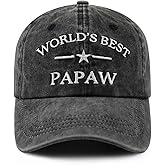 World's Best Dad Papa Pappy Grandpa Pops Papaw Hat for Men, Funny Adjustable Cotton Embroidered Father Baseball Cap