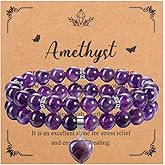 MANIFO 2pcs Heart Crystal Bracelet for Women Crystal Bracelet Set Natural Gemstone Beads Bracelets Jewellery Gifts for Birthday Valentines Christmas