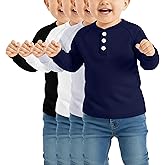 LessonZoo 4 Pack Toddler Boys Girls Thermal Long Sleeve T-Shirts Henley Undershirt Top Basic Layer Long Sleeve Fleece T-Shirt