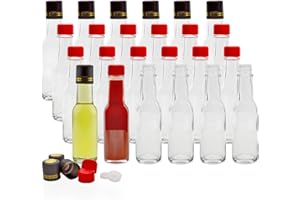 Cornucopia Brands 3oz Mini Hot Sauce Bottles (Pack of 24) Little Sauce Bottles w/Red Caps, Dripper Inserts, and Black Shrink Bands
