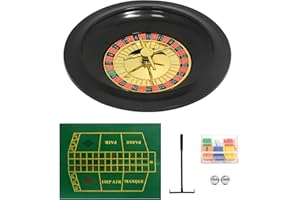 SODFAS Roulette Wheel Game Set Casino Game Set with 60 Chips,Game Table Mat,Roulette Wheel,Rake,Roulette Balls for Roulette & Texas Hold'em (10 Inch)