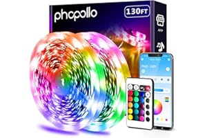 phopollo Bluetooth 24V Led Strip Lights 130ft (2 Rolls of 65.6ft), Color Changing LED Lights for Bedroom, Kitchen Decor, App Control and Music Sync
