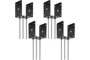 FMhotu 4x4 Concrete Post Base(4 PCS), Deck Post Base Holder Ground Spike for Concrete, Decking Post Brackets with 3 Anchor Rods, Post Base for Pavilion Deck Porch Handrail Railing