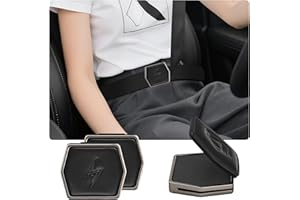 2 Pack Seat Belt Adjuster, Car Seat Belt Clip with Premium PU Leather Cover for Universal Comfort Shoulder Neck Strap Positio