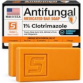Solpri Medicated Antifungal Soap Bar | Jock Itch, Athlete's Foot, Ringworm | 1% Clotrimazole Treatment for Skin Fungus, Anti Fungal Relief with Tea Tree Oil 4 oz (2 pack)
