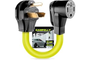 Campzlly EV Charger Adapter Cord, NEMA 10-30P to 14-50R Adapter, 30Amp Dryer Plug to 4 Prong Female, Compatible with EV for Level 2 Charging, STW 10 AGW, ETL Listed